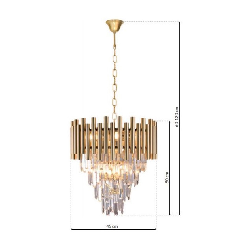 Kristallkronleuchter an einer Kette MADISON 9xE14/40W/230V gold