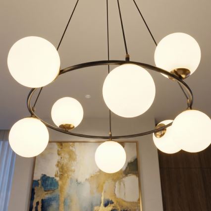 Kronleuchter an Aufhängung AZURA 8xE14/10W/230V schwarz/weiß