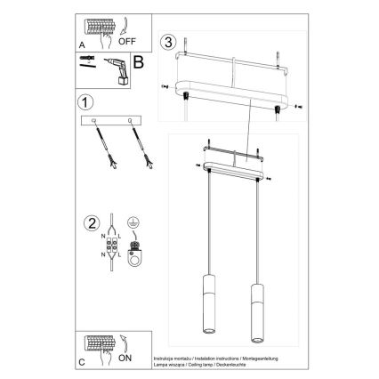 Kronleuchter an einer Litze BORGIO 2xGU10/40W/230V