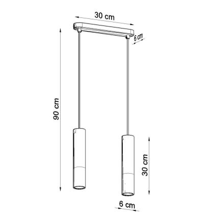 Kronleuchter an einer Litze BORGIO 2xGU10/40W/230V