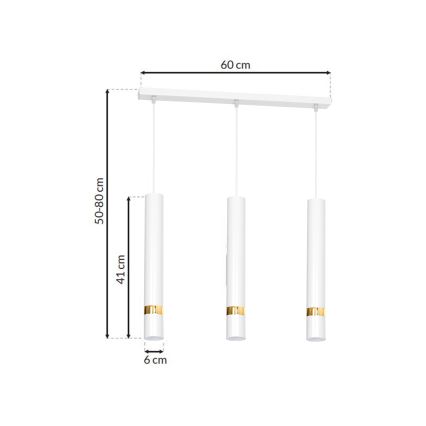 Kronleuchter an einer Litze  JOKER 3xGU10/25W/230V weiß