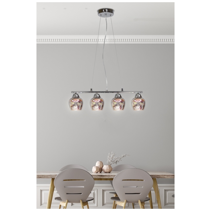 Kronleuchter an einer Litze SIRIUS 4xE27/60W/230V