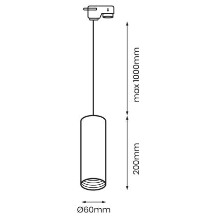 Kronleuchter an einer Schnur für Schienensystem PIPE 1xGU10/25W/230V weiß