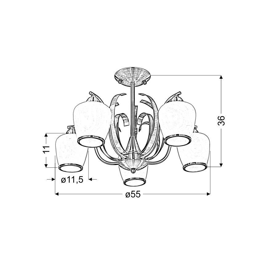 Kronleuchter an einer Stange OPERA 5xE27/60W/230V