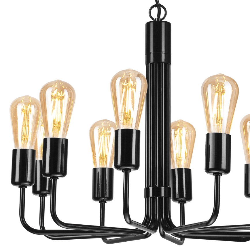 Kronleuchter an Kette 10xE27/60W/230V schwarz
