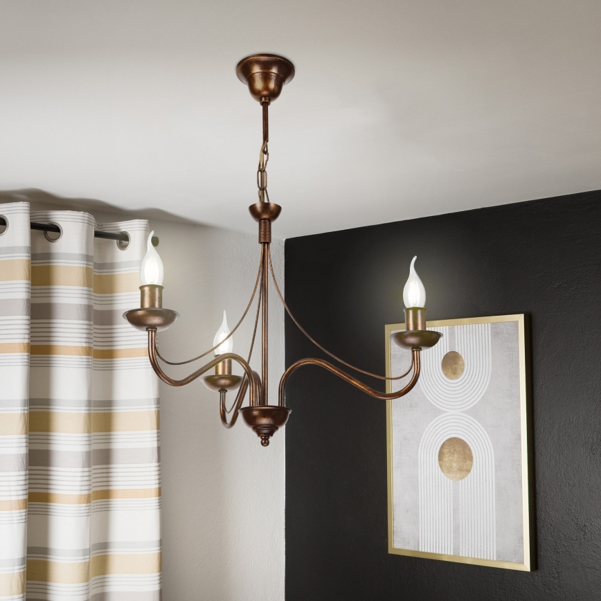 Kronleuchter an Kette ANTON 3xE14/15W/230V Bronze