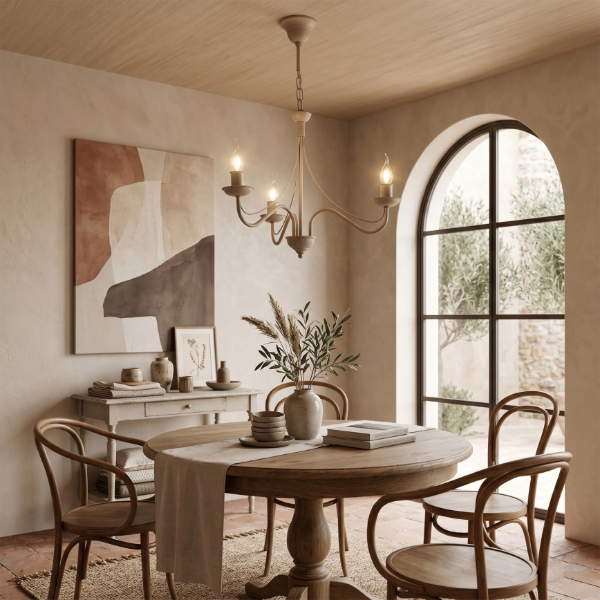 Kronleuchter an Kette ANTON 3xE14/60W/230V beige