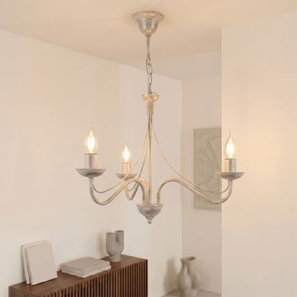 Kronleuchter an Kette ANTON 3xE14/60W/230V weiß patiniert