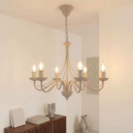 Kronleuchter an Kette ANTON 6xE14/60W/230V beige