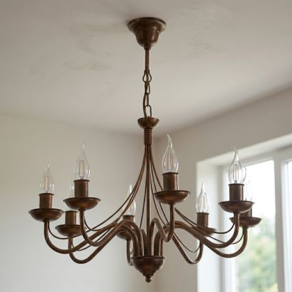 Kronleuchter an Kette ANTON 8xE14/60W/230V, bronzefarben