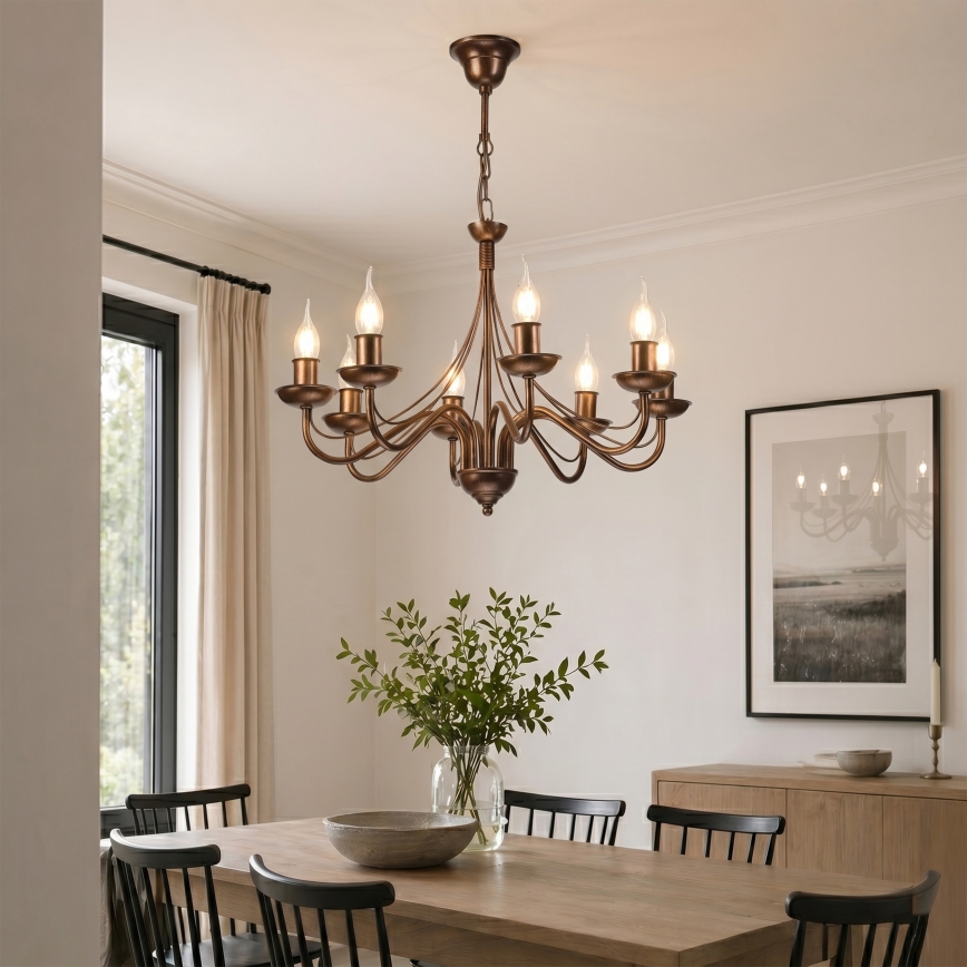 Kronleuchter an Kette ANTON 8xE14/60W/230V, bronzefarben