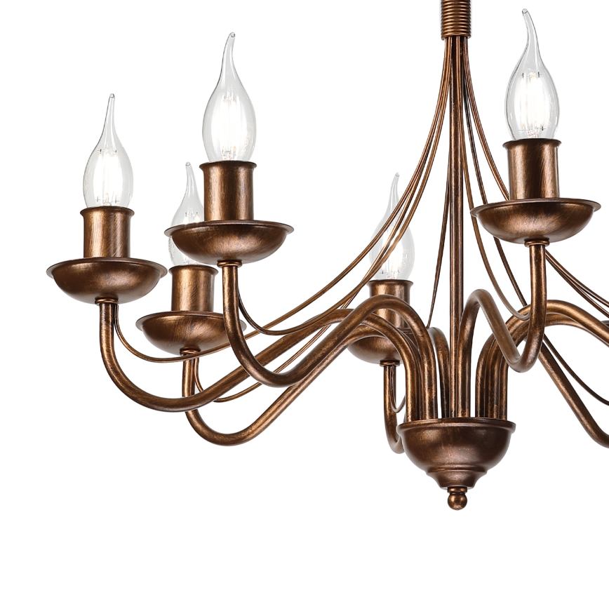 Kronleuchter an Kette ANTON 8xE14/60W/230V, bronzefarben