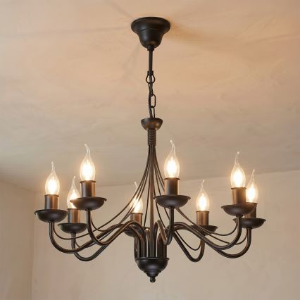 Kronleuchter an Kette ANTON 8xE14/60W/230V schwarz