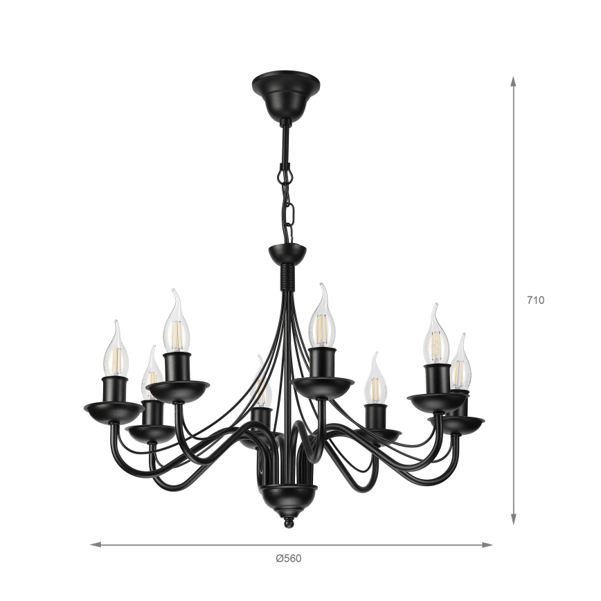 Kronleuchter an Kette ANTON 8xE14/60W/230V schwarz