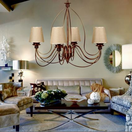 Kronleuchter an Kette CLASSIC 4xE14/40W/230V Bronze/Beige