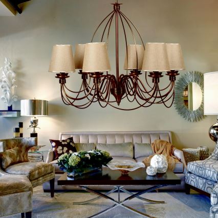 Kronleuchter an Kette CLASSIC 6xE14/40W/230V bronze/beige