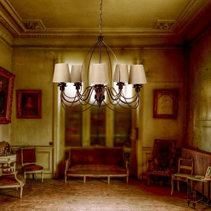 Kronleuchter an Kette CLASSIC 6xE14/40W/230V bronze/beige