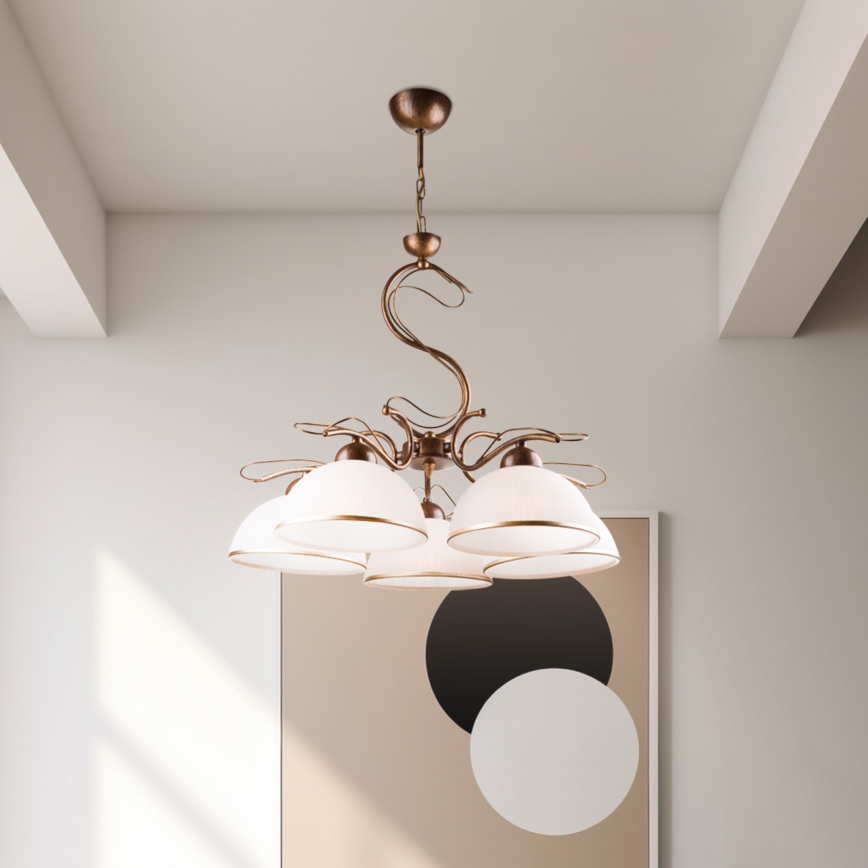 Kronleuchter an Kette COBRA 5xE27/60W/230V Bronze/Patina