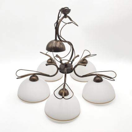 Kronleuchter an Kette COBRA 5xE27/60W/230V Bronze/Patina