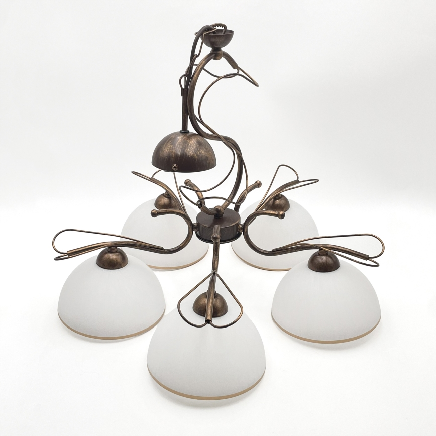 Kronleuchter an Kette COBRA 5xE27/60W/230V Bronze/Patina