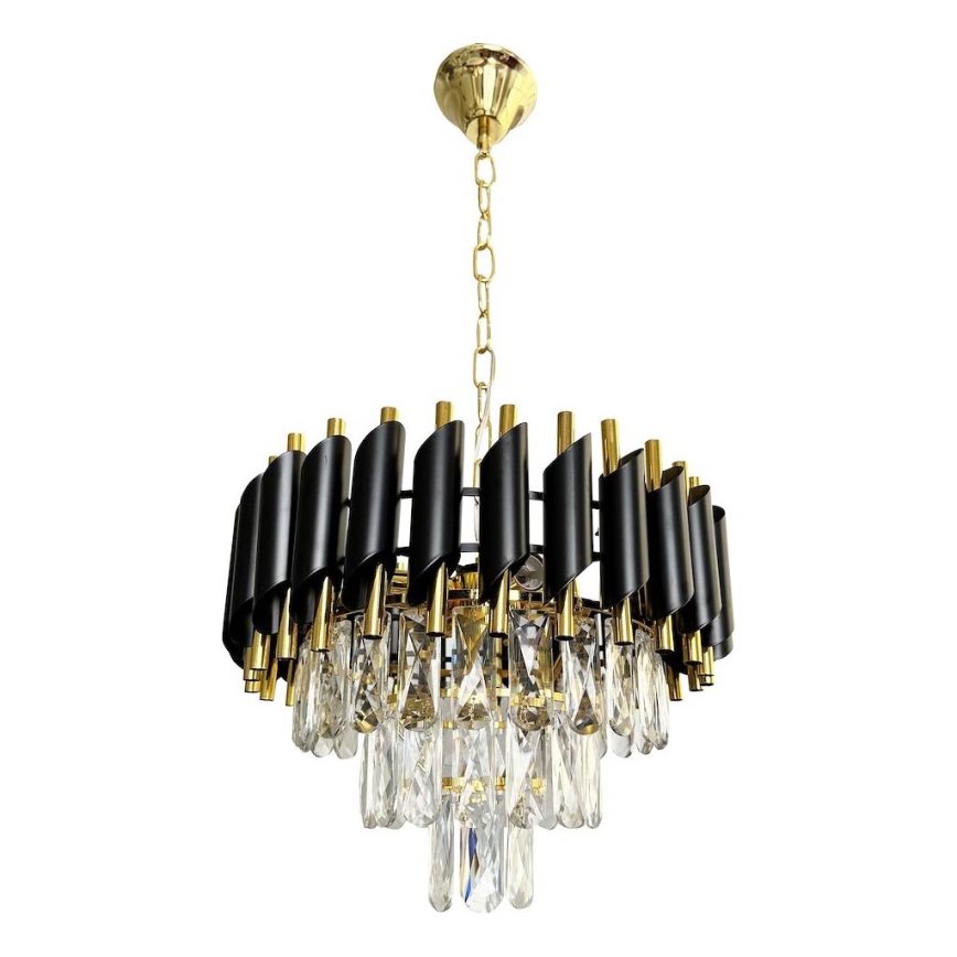 Kronleuchter an Kette CRISTAL 5xE14/40W/230V golden/schwarz
