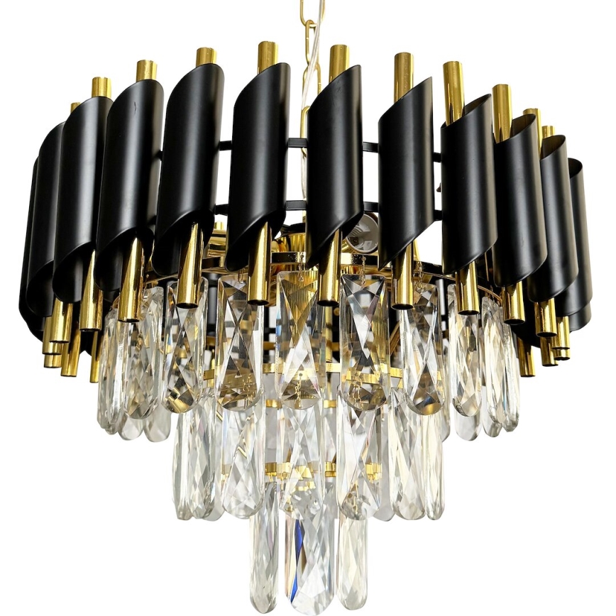 Kronleuchter an Kette CRISTAL 5xE14/40W/230V golden/schwarz
