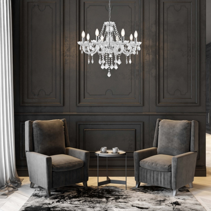 Kronleuchter an Kette CRISTALLO 8xE14/60W/230V glänzender Chrom