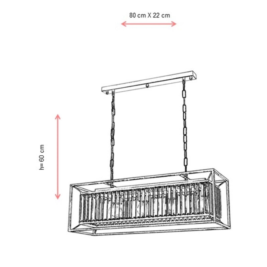 Kronleuchter an Kette CRYSTALLINE 4xE27/6W/230V bronzefarben