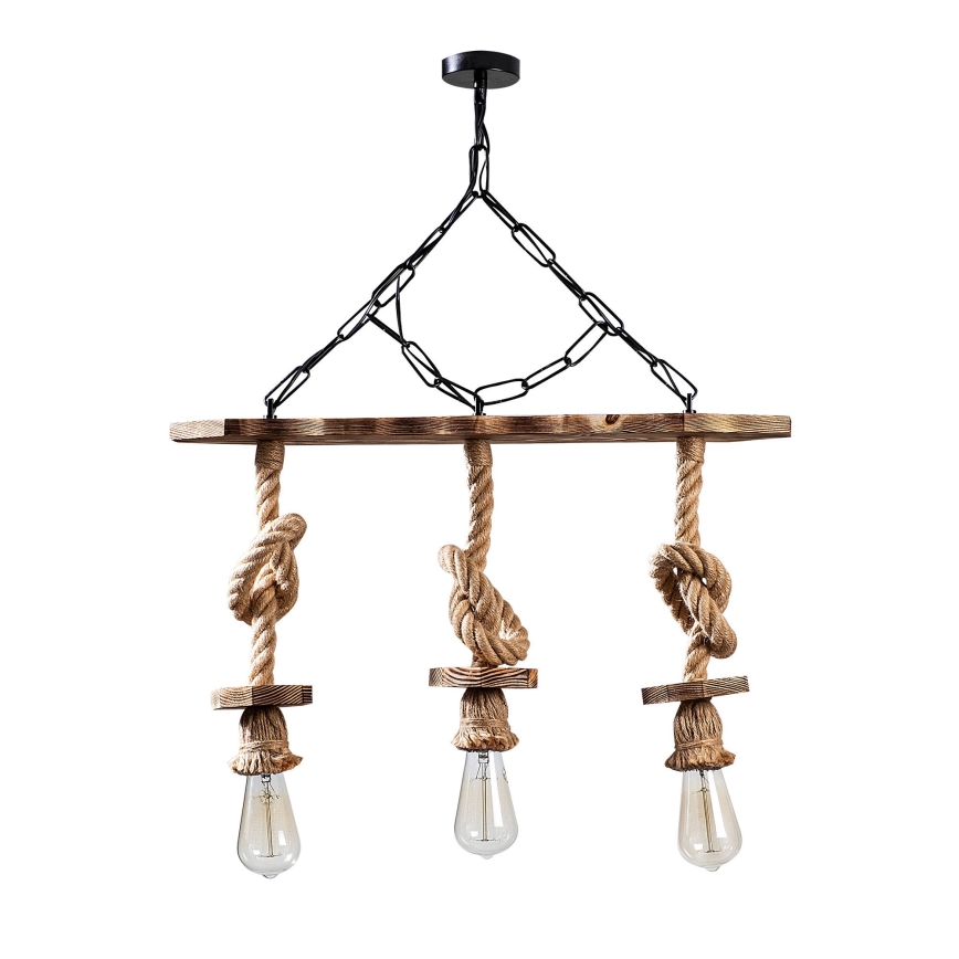 Kronleuchter an Kette EREBOS 3xE27/40W/230V braun