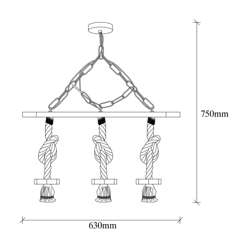 Kronleuchter an Kette EREBOS 3xE27/40W/230V braun