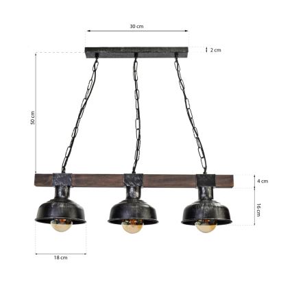 Kronleuchter an Kette FARO 3xE27/60W/230V