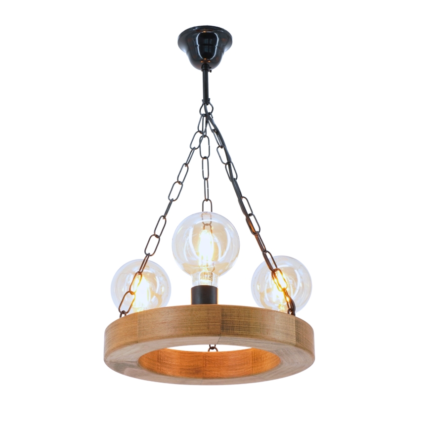 Kronleuchter an Kette IOS 3xE27/60W/230V d 30 cm Buche - FSC-zertifiziert