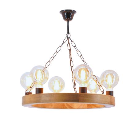 Kronleuchter an Kette IOS 6xE27/60W/230V d 50 cm Buche - FSC-zertifiziert