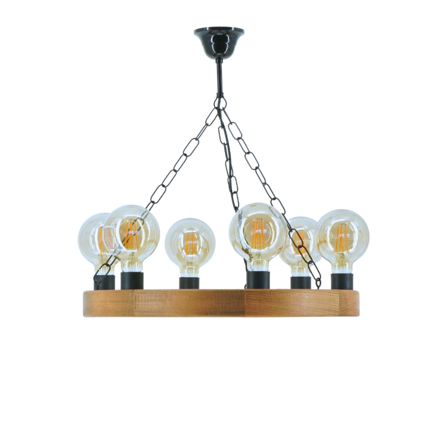 Kronleuchter an Kette IOS 6xE27/60W/230V d 50 cm Buche - FSC-zertifiziert