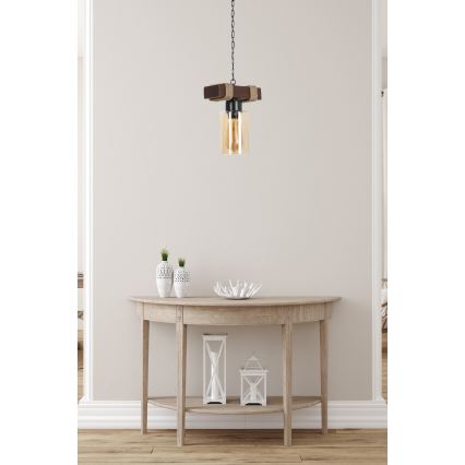 Kronleuchter an Kette JASMIN, 1x E27/40W/230V, braun/beige