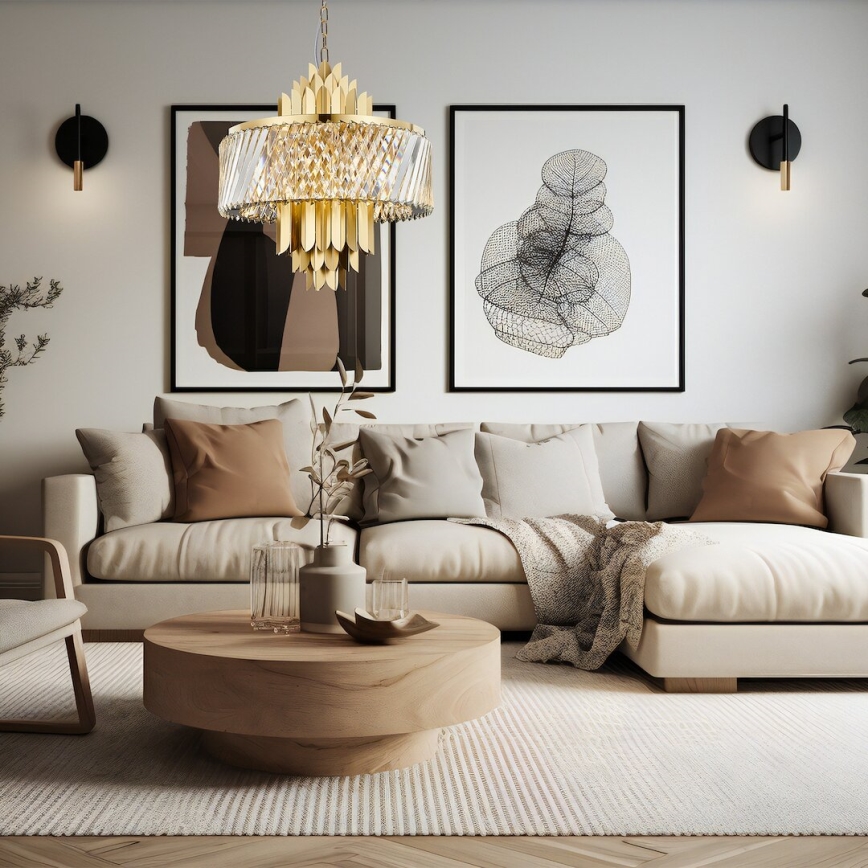 Kronleuchter an Kette MARGOT 9xE14/40W/230V d 55 cm golden