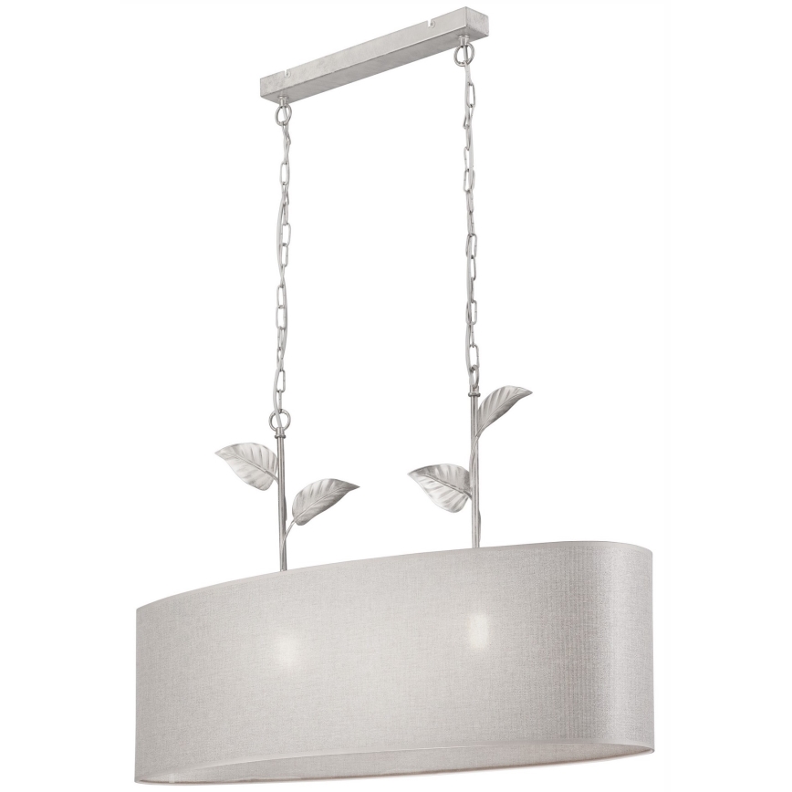 Kronleuchter an Kette NOEMI 2xE27/60W/230V, silber/weiß mit Patina