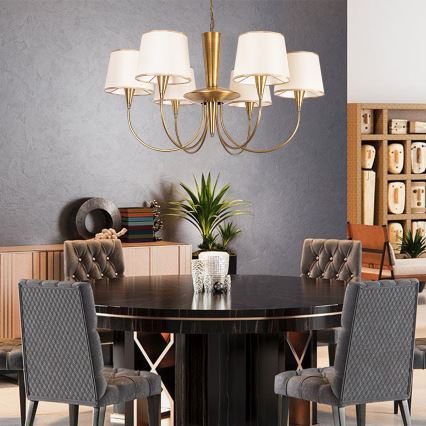 Kronleuchter an Kette PARDO 6xE27/40W/230V gold/creme