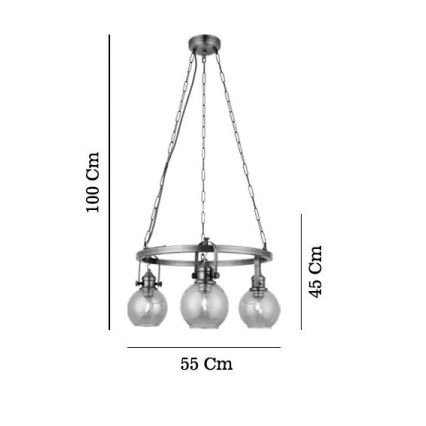 Kronleuchter an Kette POLINO 3xE27/40W/230V bronzefarben