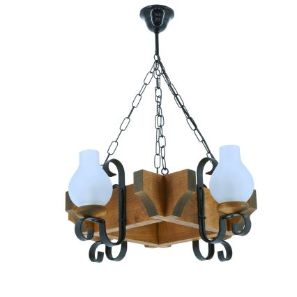 Kronleuchter an Kette QUEEN 4xE14/40W/230V Buche - FSC-zertifiziert