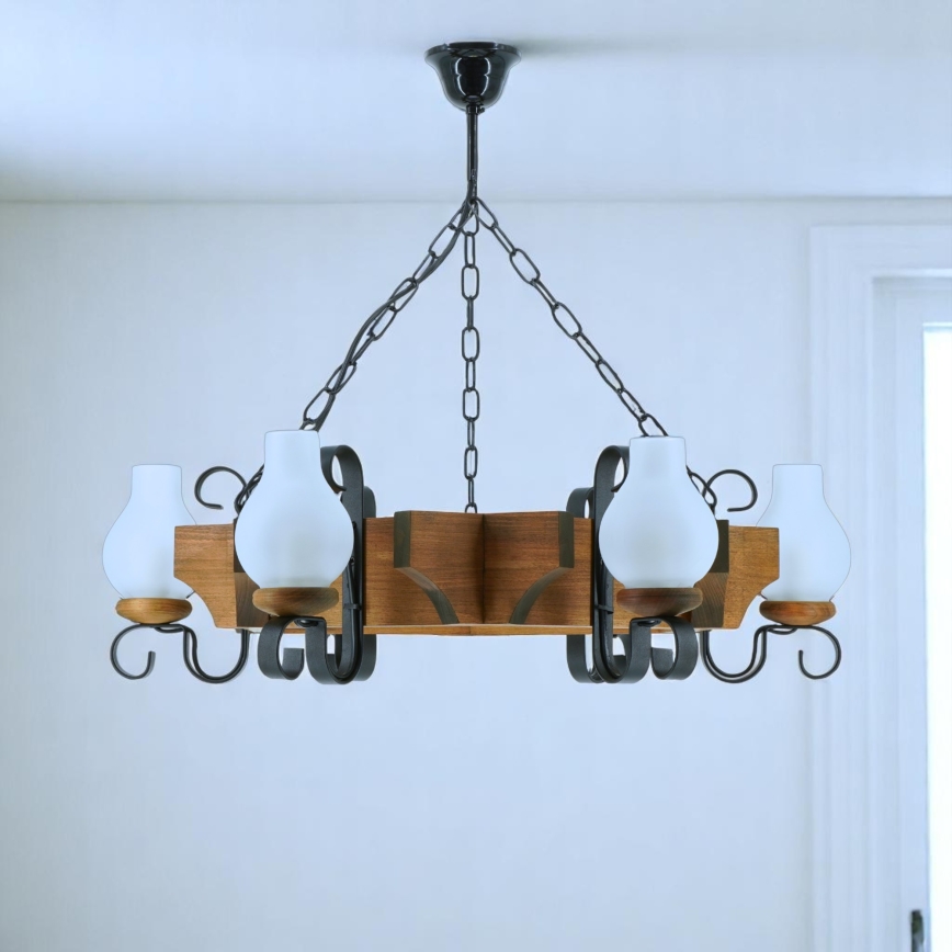 Kronleuchter an Kette QUEEN 6xE14/40W/230V Buche - FSC-zertifiziert