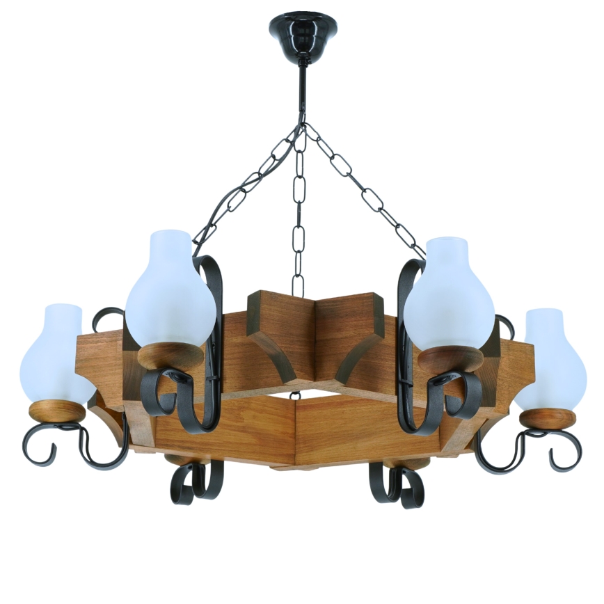 Kronleuchter an Kette QUEEN 6xE14/40W/230V Buche - FSC-zertifiziert