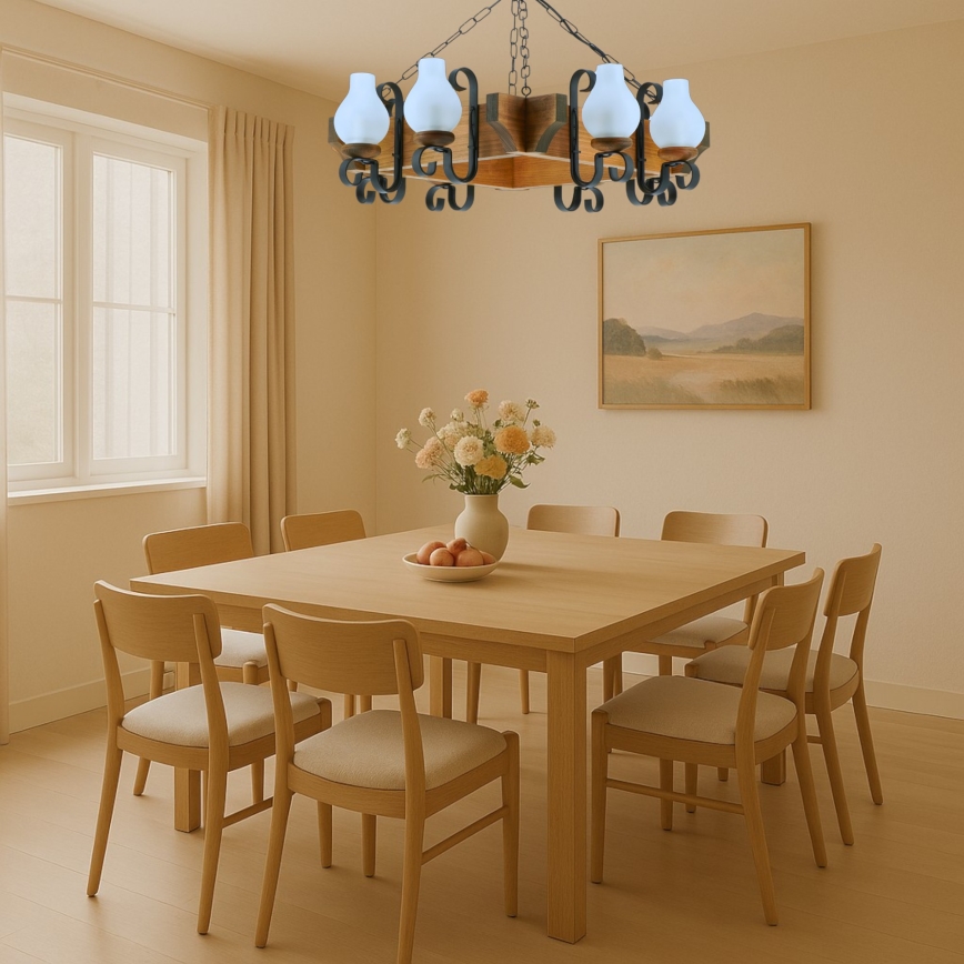 Kronleuchter an Kette QUEEN 8xE14/40W/230V Buche - FSC-zertifiziert