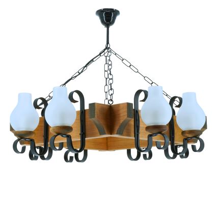Kronleuchter an Kette QUEEN 8xE14/40W/230V Buche - FSC-zertifiziert