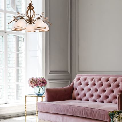 Kronleuchter an Kette RETRO II 5xE27/60W/230V Bronzepatina