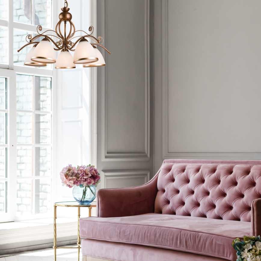 Kronleuchter an Kette RETRO II 5xE27/60W/230V Bronzepatina