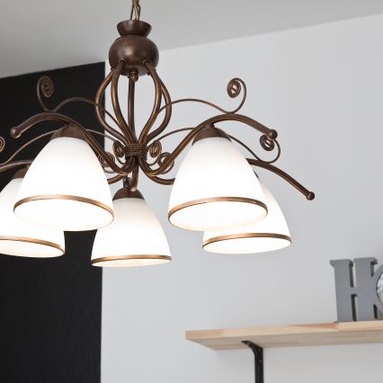 Kronleuchter an Kette RETRO II 5xE27/60W/230V Bronzepatina