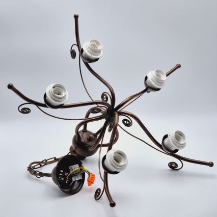 Kronleuchter an Kette RETRO II 5xE27/60W/230V Bronzepatina