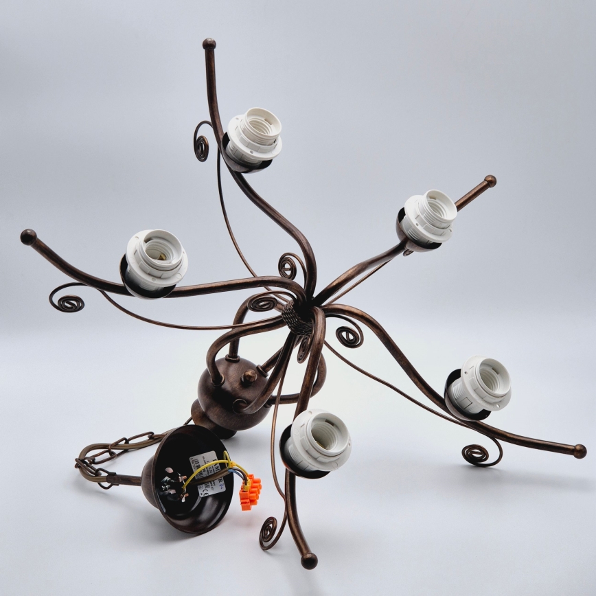 Kronleuchter an Kette RETRO II 5xE27/60W/230V Bronzepatina