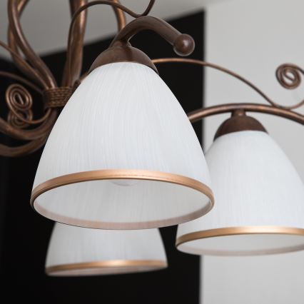 Kronleuchter an Kette RETRO II 5xE27/60W/230V Bronzepatina